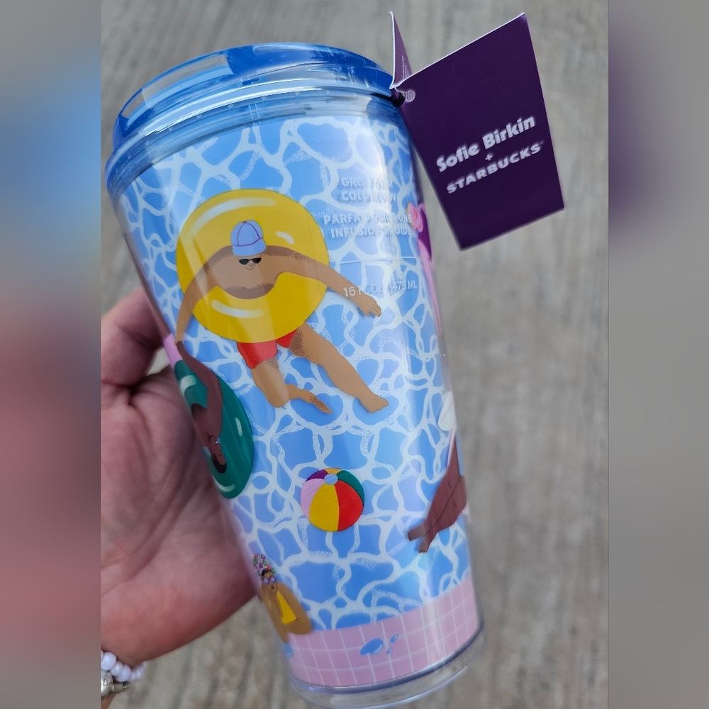 NWT Starbucks X Sofie Birkin Target 2024 Blue Pool Party Cold Brew Tumbler